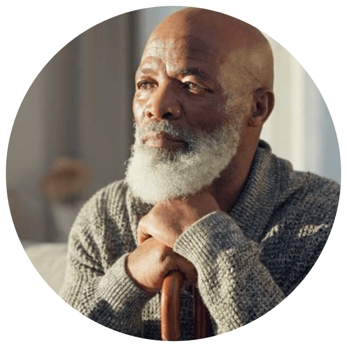 Older man looking ahead